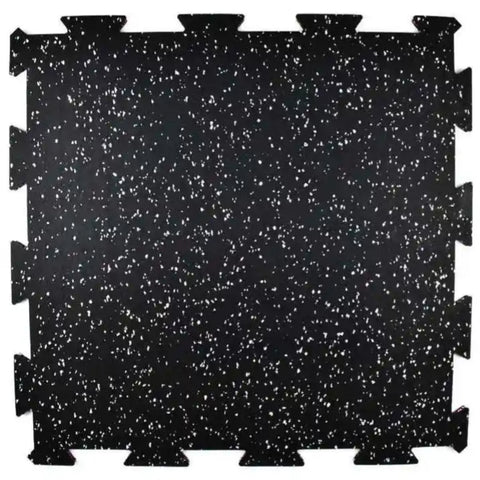 Interlock Rubber Gym Floor Tile 8mm x 19.5in x 19.5in Black/White
