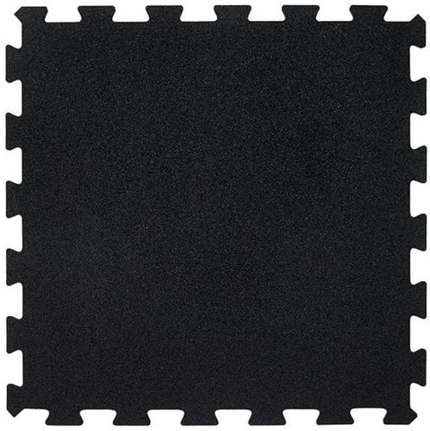 Interlock Rubber Gym Floor Tile 8mm x 19.5in x 19.5in Black